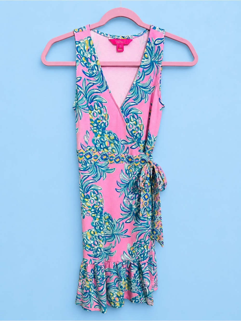 Lilly Pulitzer Pink Pineapple Print Mini Wrap Dress